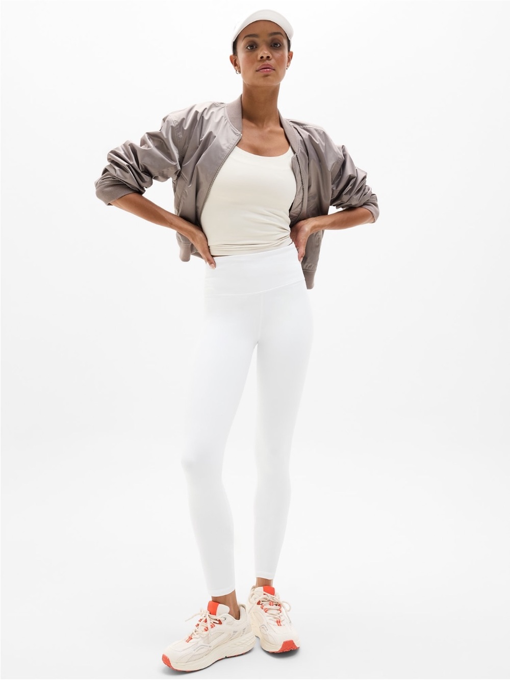 High-Rise White Active Leggings